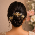 Gold Floral Crystal Hair Comb – Antique Pearl & Rhinestone Bridal Hair Accessory | BlissMei