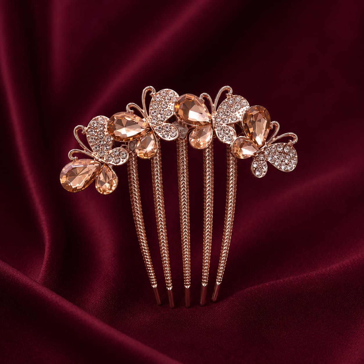 Luxury Butterfly Crystal Hair Comb – Premium Hair Pin for Buns & Updos