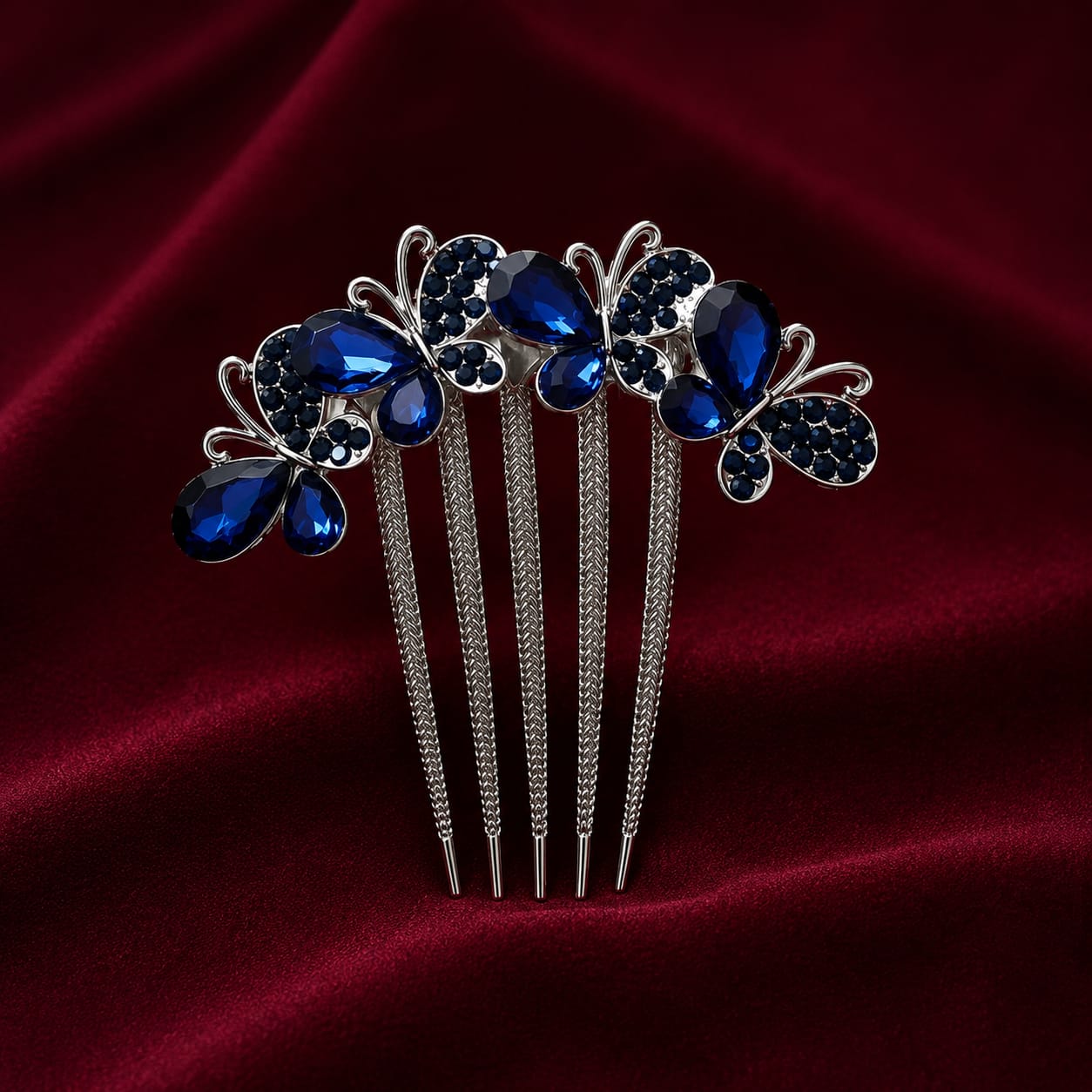 Luxury Butterfly Crystal Hair Comb – Premium Hair Pin for Buns & Updos