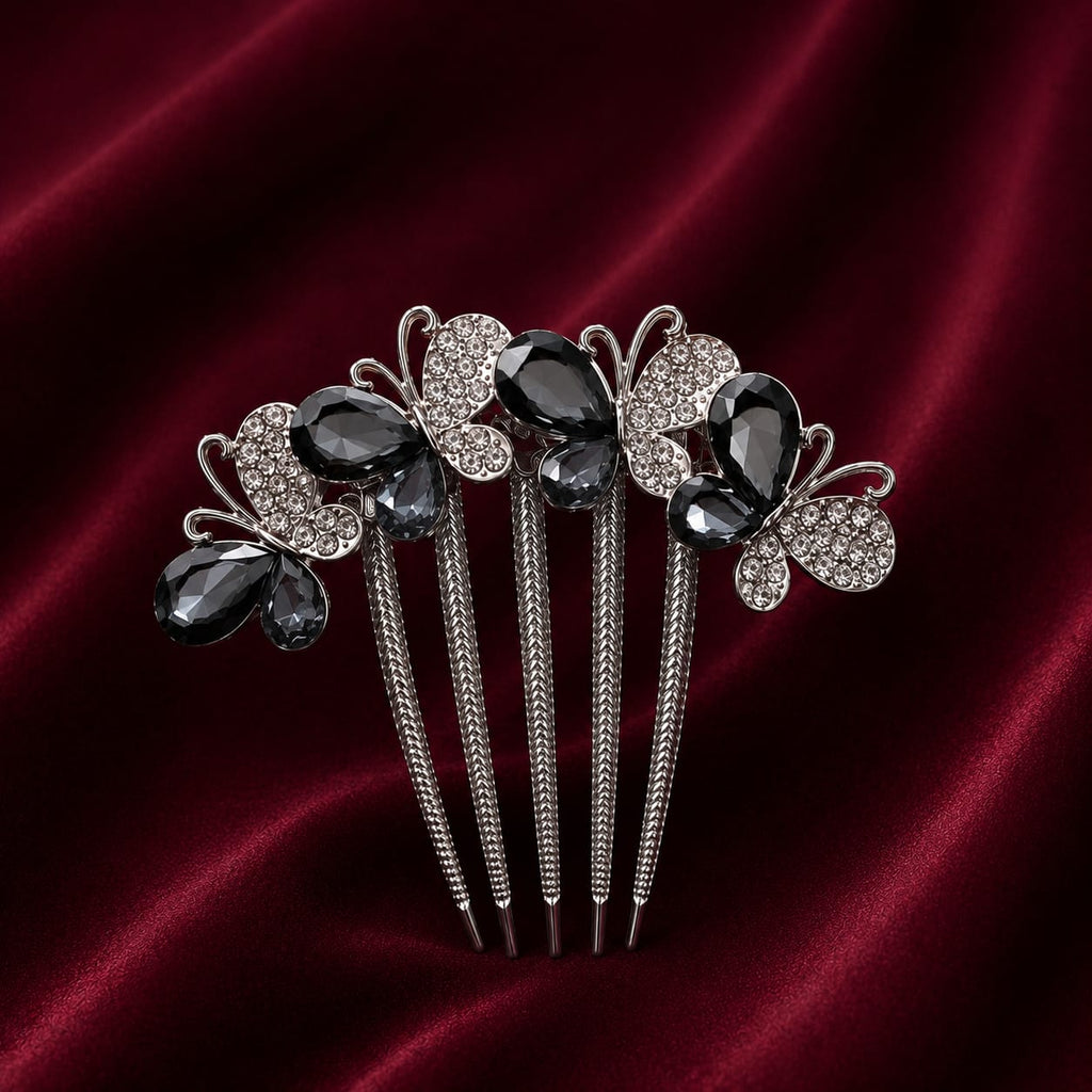 Luxury Butterfly Crystal Hair Comb – Premium Hair Pin for Buns & Updos