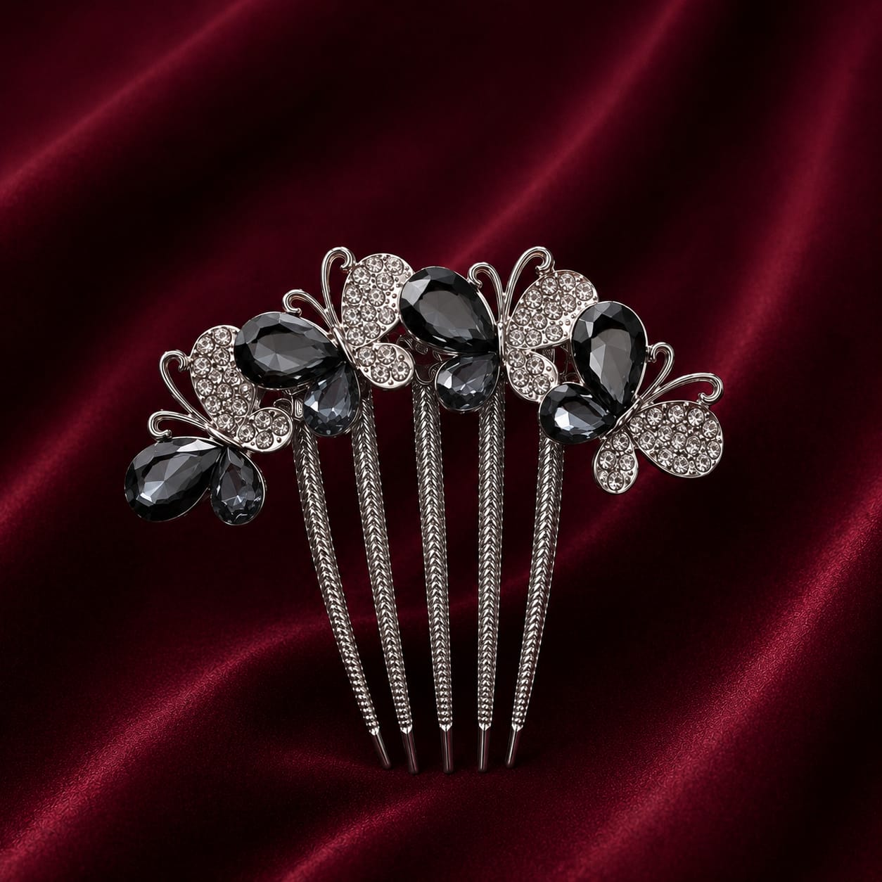 Luxury Butterfly Crystal Hair Comb – Premium Hair Pin for Buns & Updos